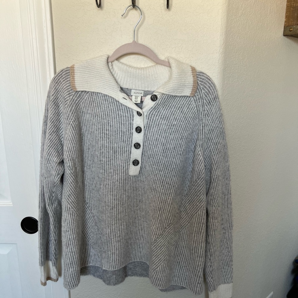 Cozy Gray Button-Up Sweater